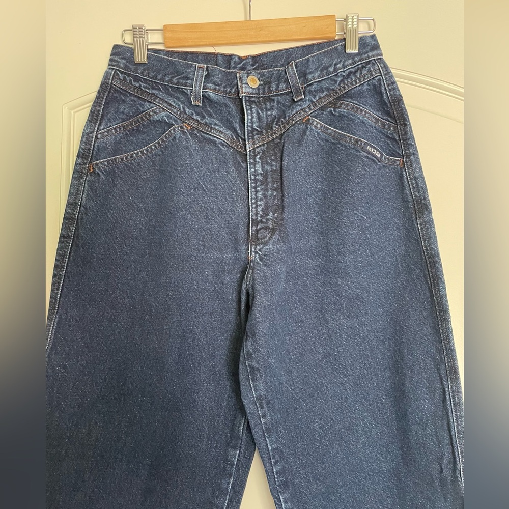 Rockies Vintage High Rise Straight Jeans Blue Dark Wash Denim 100% Cotton - Picture 2 of 7